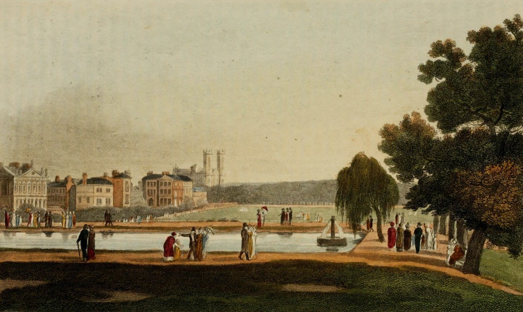 Streets of London - The Basin, Green Park, St. James, London circa 1810