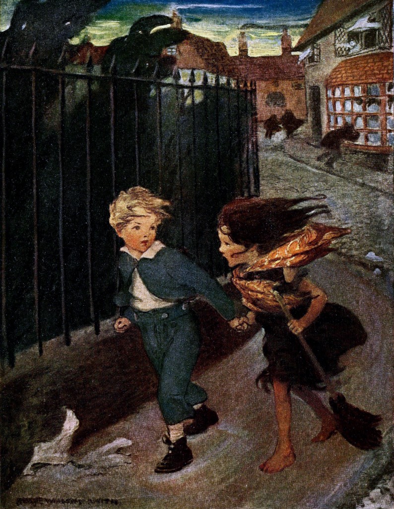 Boy and Girl Running Hand-in-Hand - Jessie Willcox Smith Illustration 1919