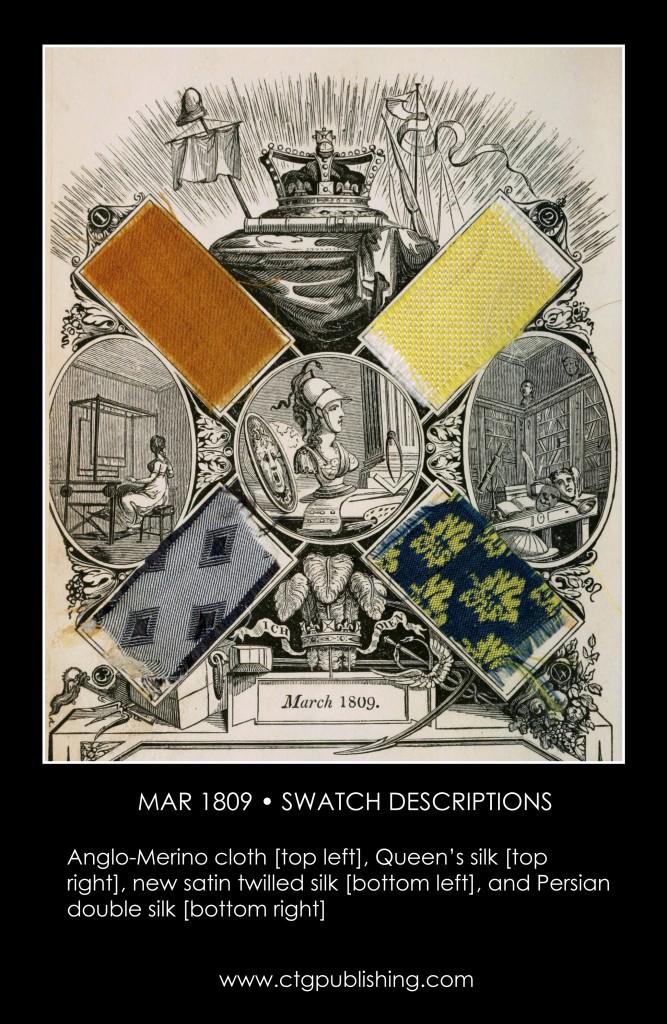 British Antique Furniture and Clothes Fabric Swatches - March 1809