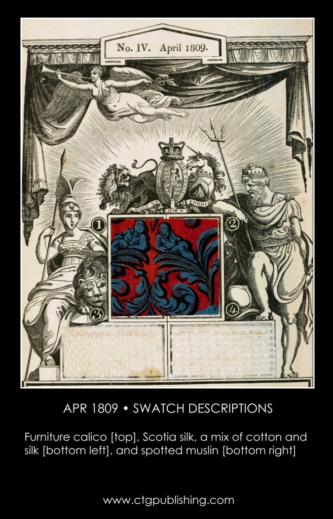 British Antique Furniture and Clothes Fabric Swatches - April 1809