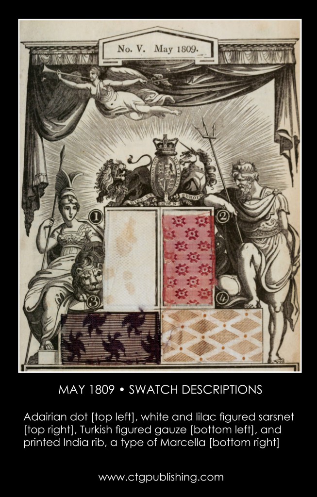 British Antique Furniture and Clothes Fabric Swatches - May 1809