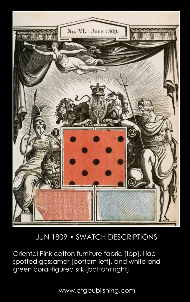 British Antique Furniture and Clothes Fabric Swatches - June 1809