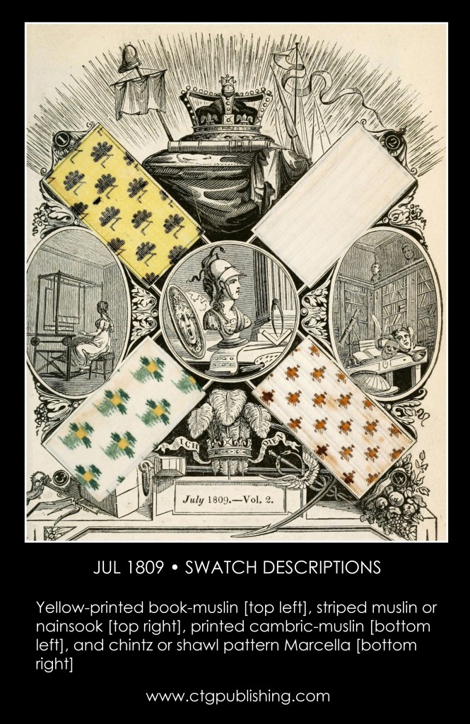 British Antique Furniture and Clothes Fabric Swatches - July 1809