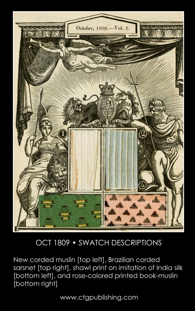 British Antique Furniture and Clothes Fabric Swatches - October 1809