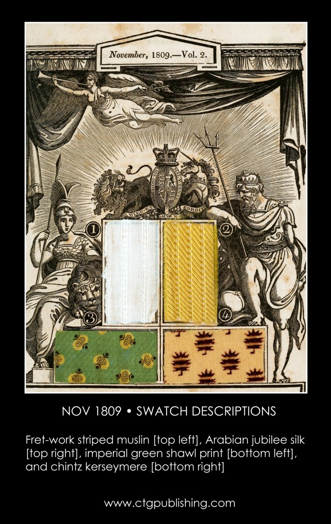 British Antique Furniture and Clothes Fabric Swatches - November 1809