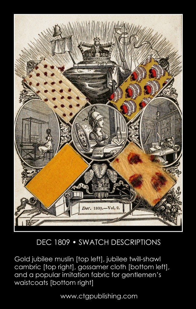 British Antique Furniture and Clothes Fabric Swatches - December 1809