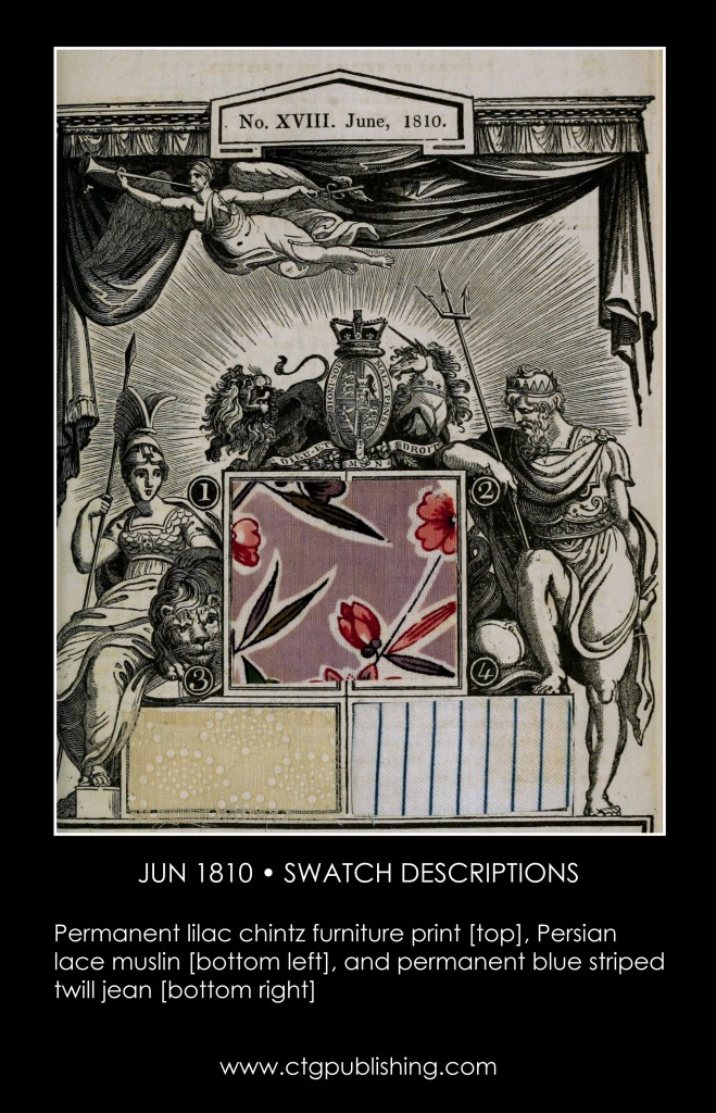 British Antique Furniture and Clothes Fabric Swatches - June 1810