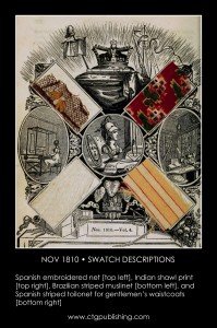 British Antique Furniture and Clothes Fabric Swatches - November 1810