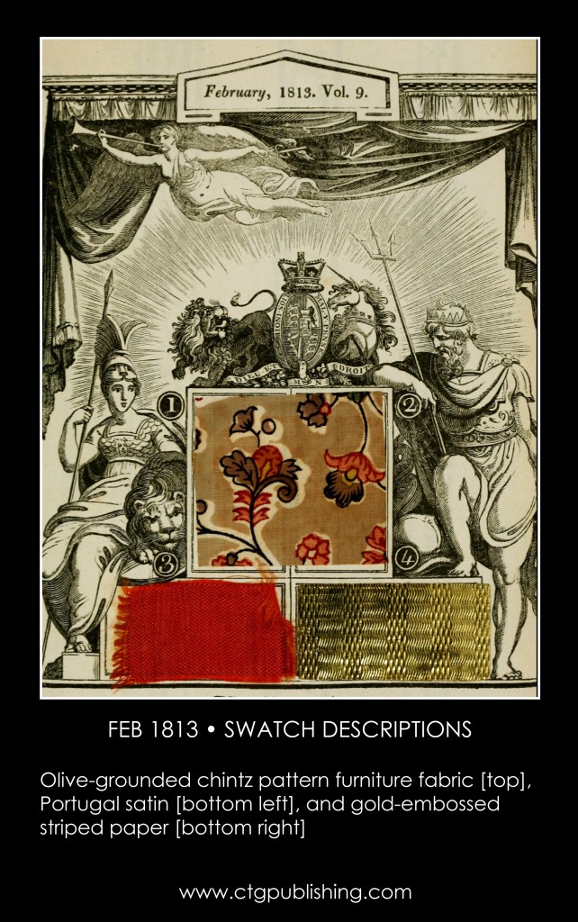 British Antique Furniture and Clothes Fabric Swatches - February 1813