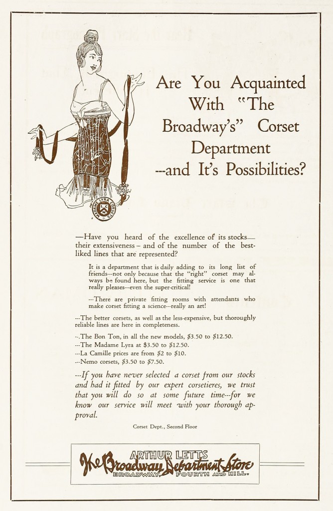 Broadway Department Store Corset  Advertisement circa 1917