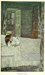 The Candlelight - Girl Admiring the Candlelight - Illustration by Elizabeth Shippen Green