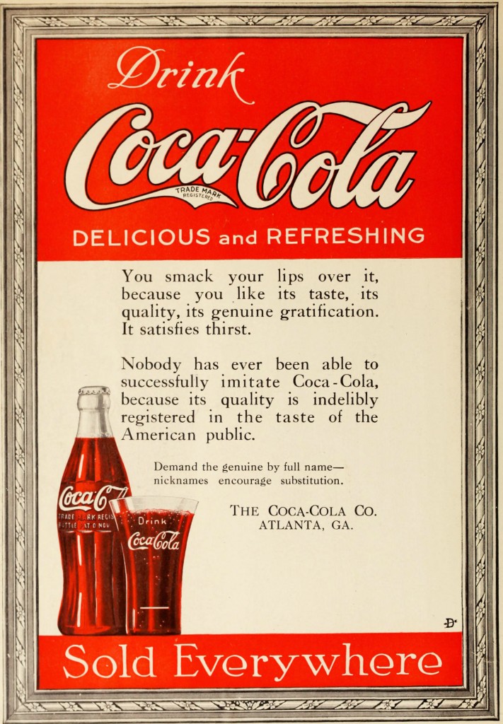 Coca-Cola Ad circa 1919 - Framed Drink and Sold Everywhere