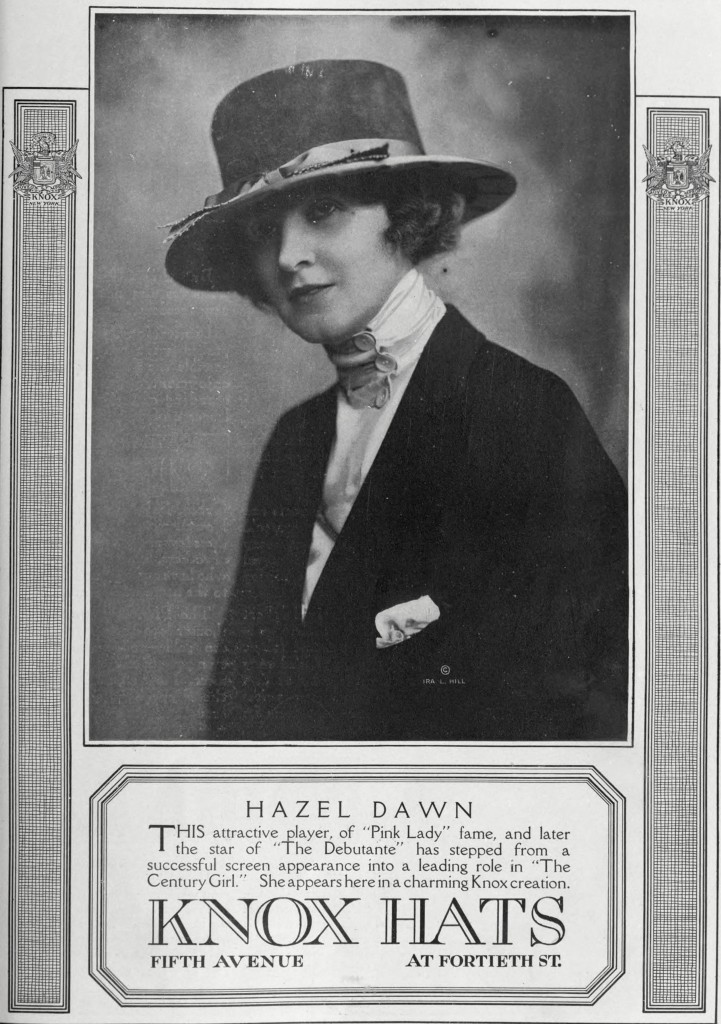 Knox Hat Advertisement with Hazel Dawn circa 1916