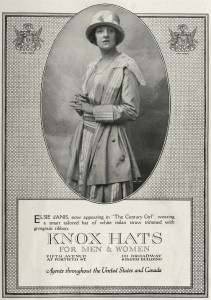 Knox Hat Advertisement with Elsie Janis circa 1917