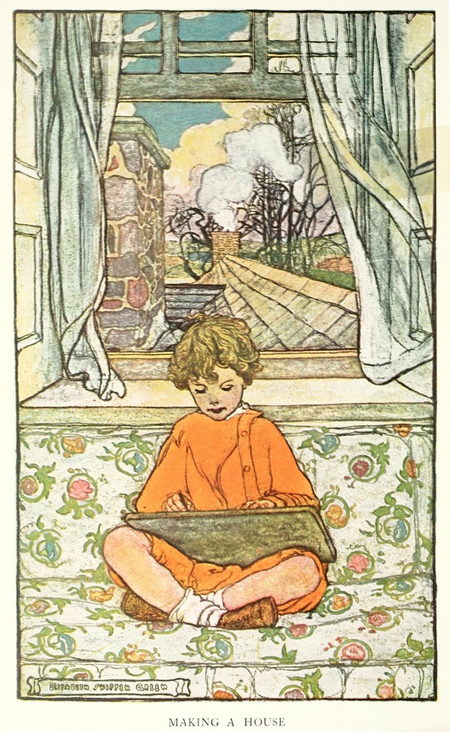  Making a House - Child Drawing - Illustration by Elizabeth Shippen Green