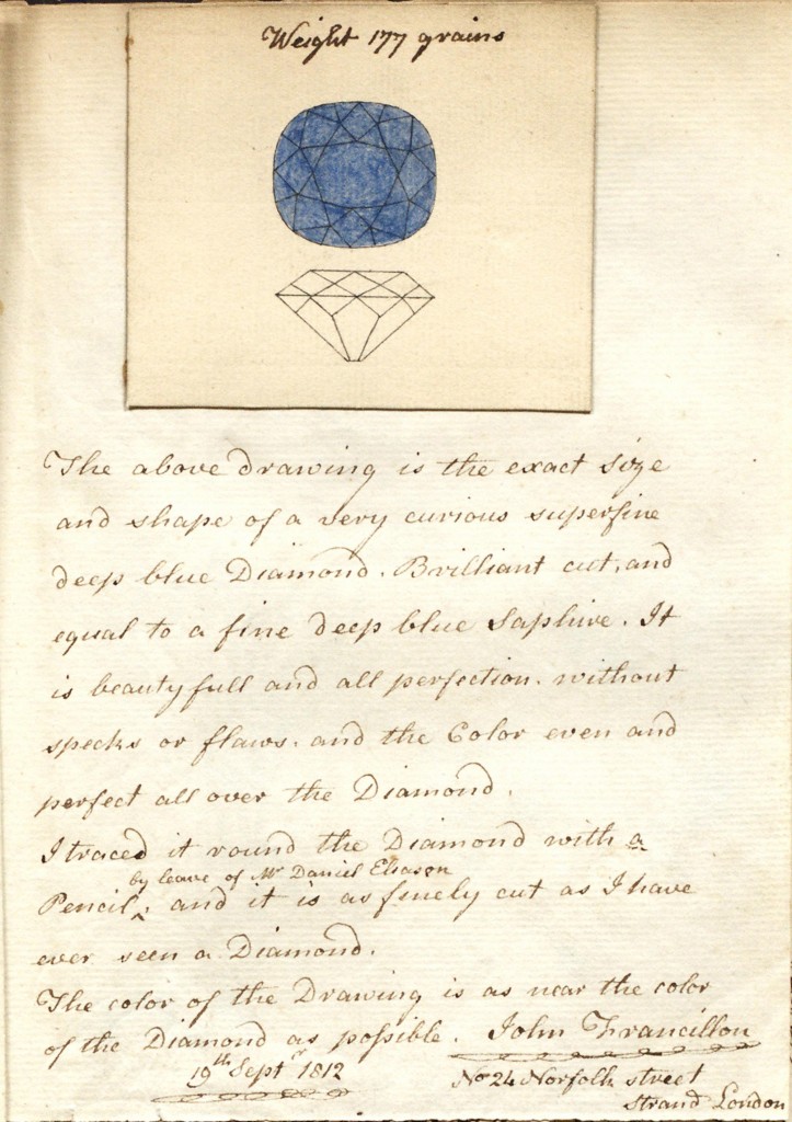 Pigot Diamond Drawing by John Francillon Sep 19, 1812 London
