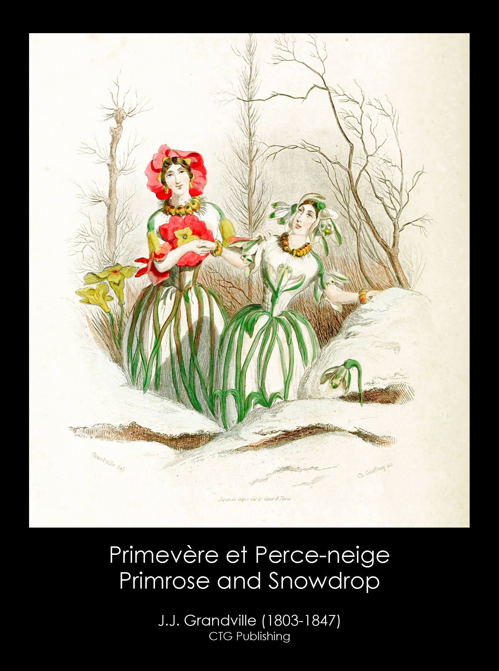 Primrose and Snowdrop Illustration From J. J. Grandville's Animated