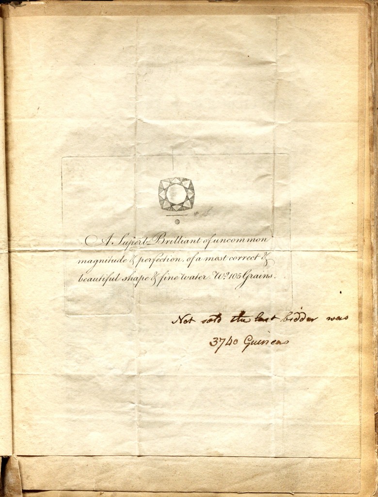 Diamond Drawing - Sharp, Son and Kirkup Diamond Auction Announcement for February 18, 1802