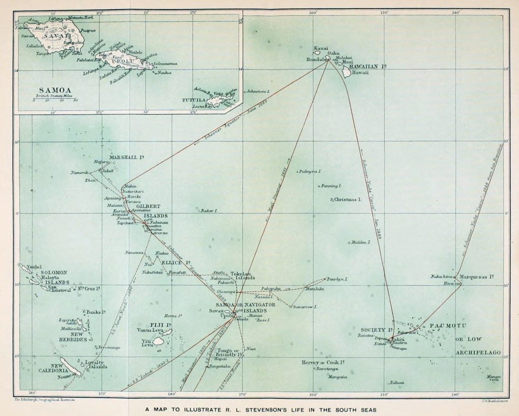 South Seas Map - Illustrating the Life of Robert Louis Stevenson in the South Seas