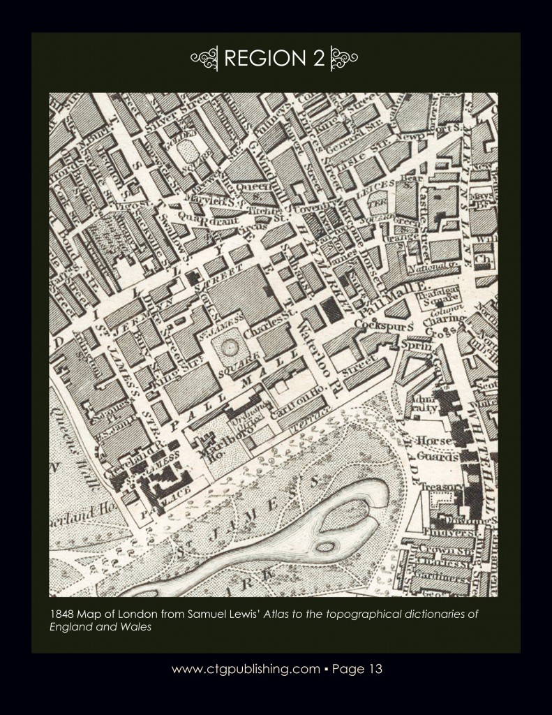 Map Waterloo Place circa 1848