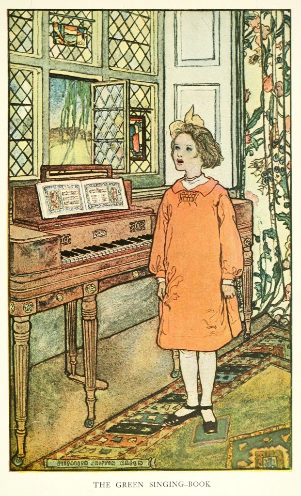 The Green Singing Book - Girl Singing - Illustration by Elizabeth Shippen Green