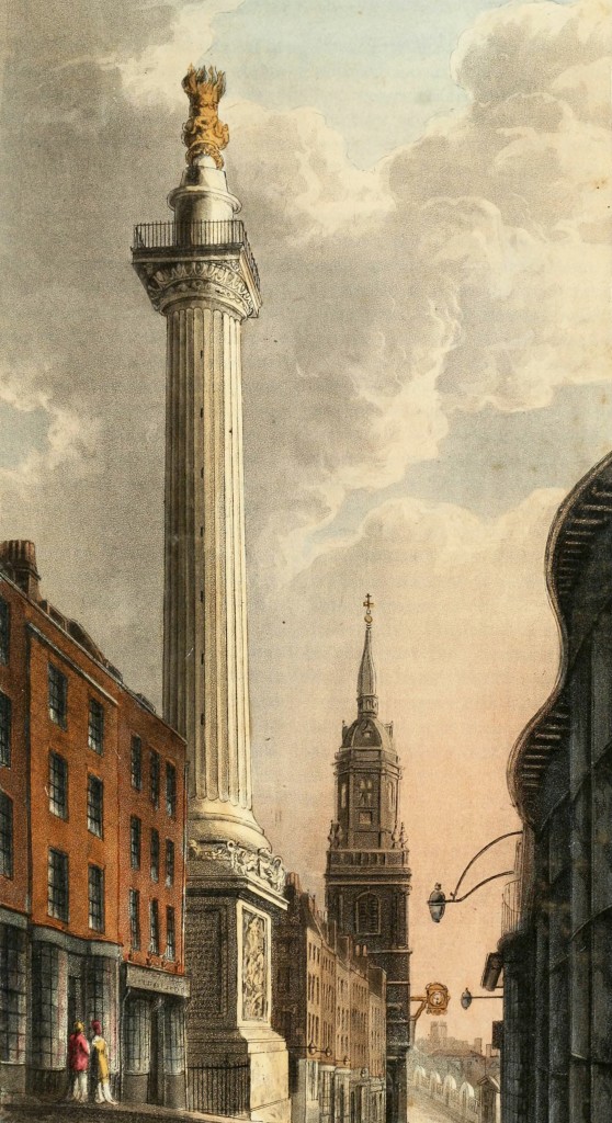 The Monument, Fish Street Hill, London circa 1812