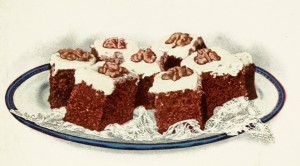 Chocolate Walnut Cake Recipe Illustration from Lowney's Chocolate circa 1907