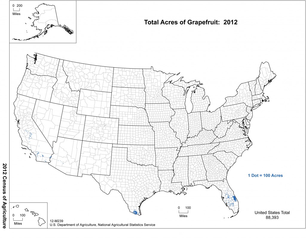 Map: 2012 United States Top Grapefruit Producing Areas
