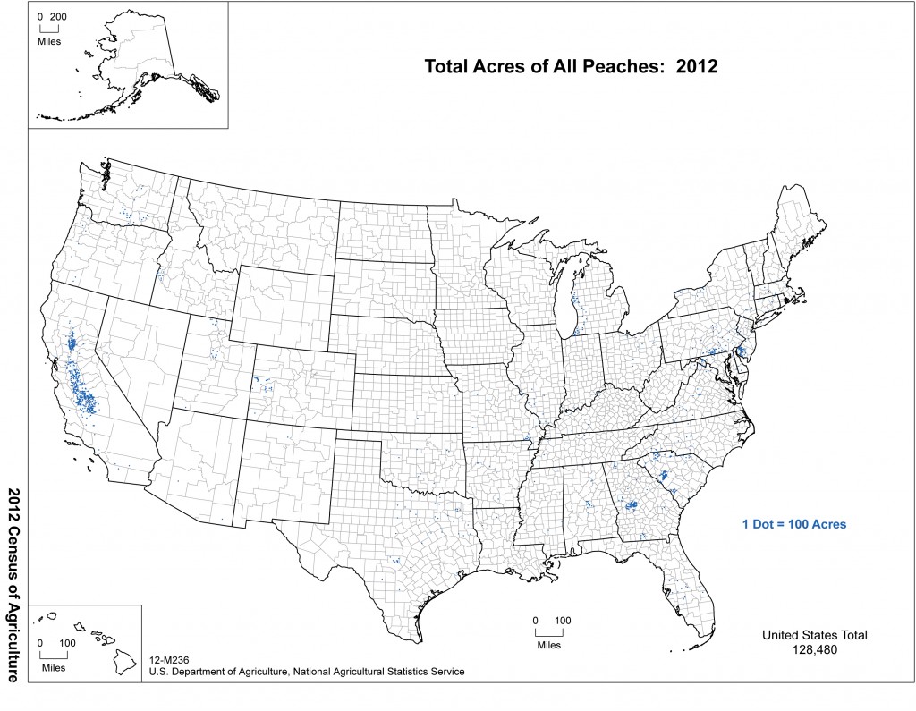 Map: 2012 United States Top Peach Producing Areas