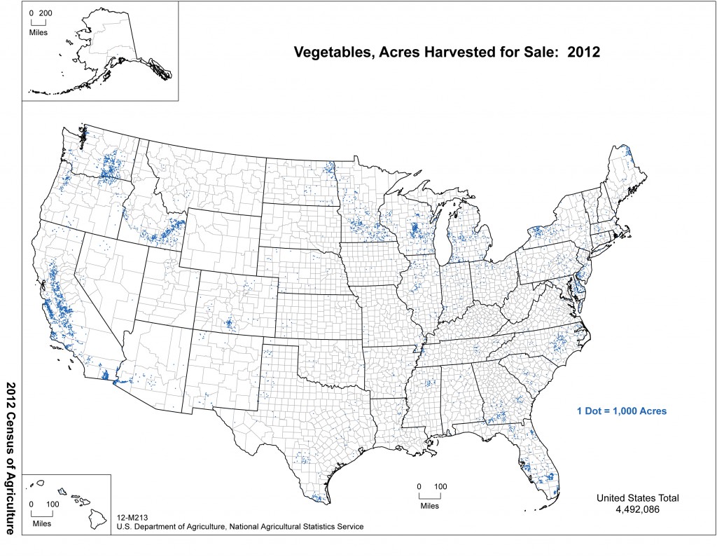 Map: 2012 United States Top Vegetable Producing Areas