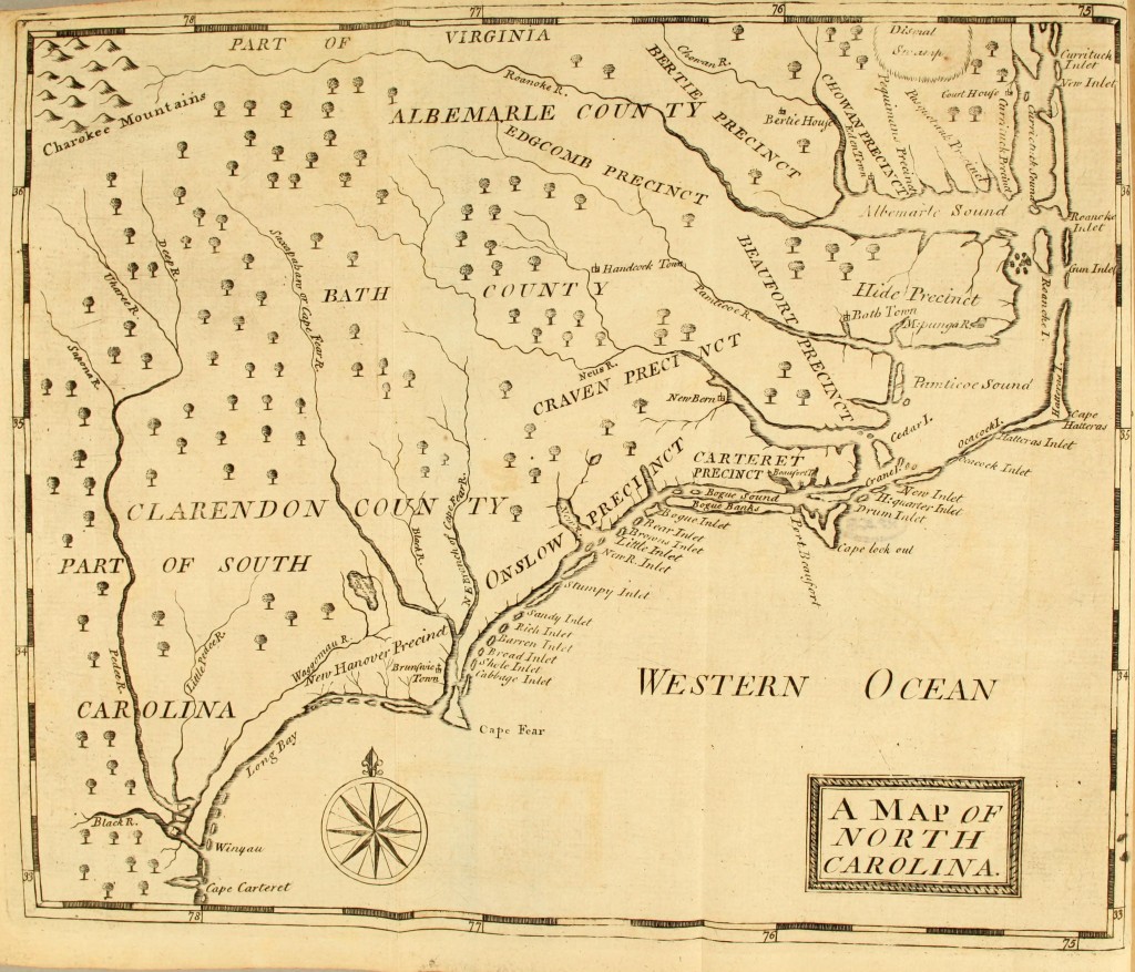 North Carolina Map circa 1737