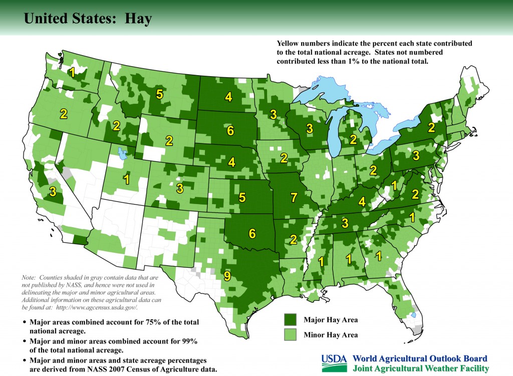 Map: United States Top Hay Producing Areas and Growing Season