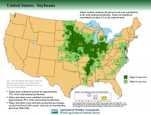 Map: United States Top Soybean Producing Areas and Growing Season