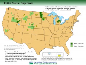 Map: United States Top Sugarbeet Producing Areas and Growing Season