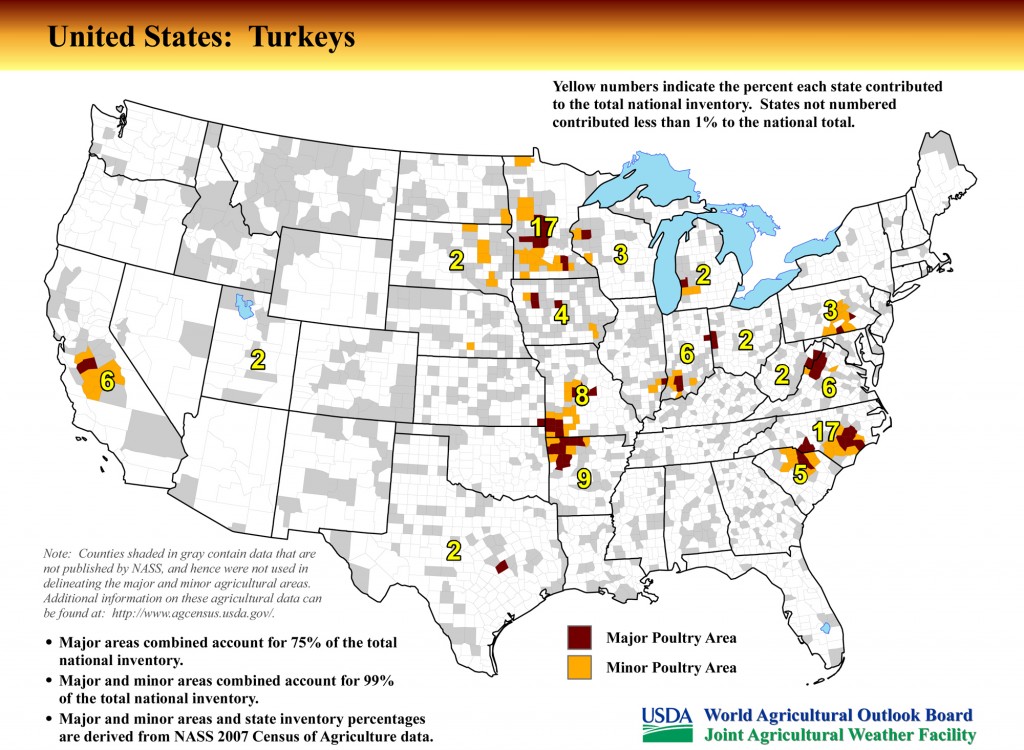 Map: United States Top Turkey Producing Areas