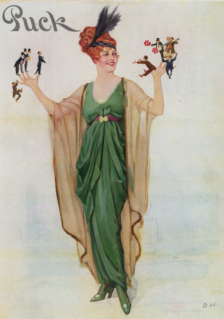 Fashion Woman With Men AKA Lady Fingers - Puck Magazine Illustration By Brynolf Wennerberg Circa 1914