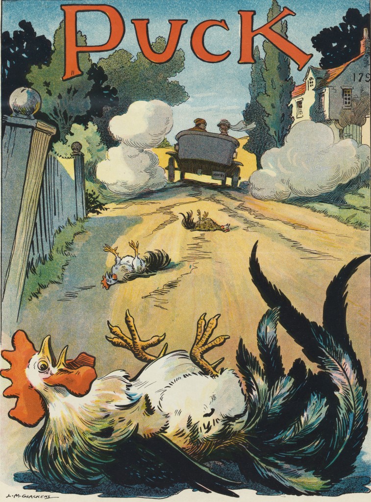 Why Did The Chicken Cross The Road - Puck Illustration By Louis Glackens Circa Jul 1911