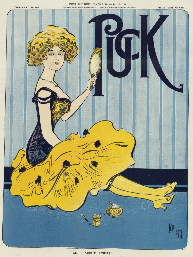 Woman With Makeup And A Mirror - Puck Magazine Illustration By Bert Green Circa 1911