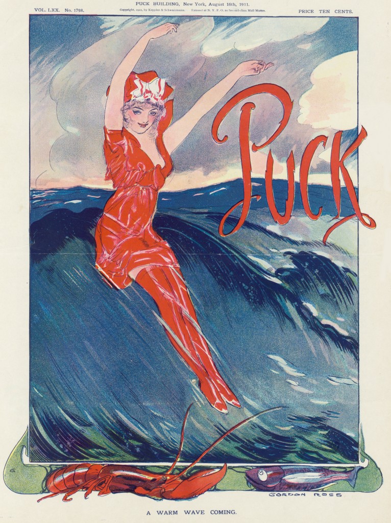 Woman On A Wave - Puck Magazine Illustration By Gordon Ross Circa 1911