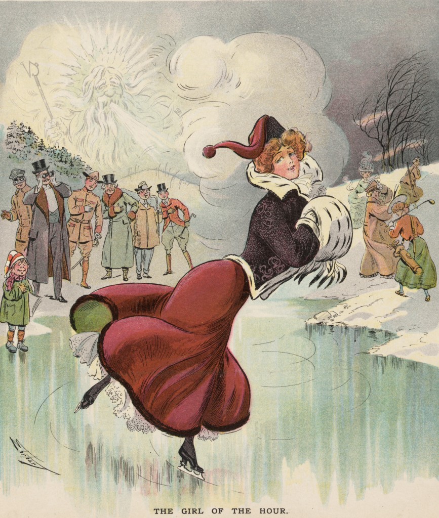 Woman Skating Puck Magazine Illustration By Samuel D Ehrhart Circa 1904