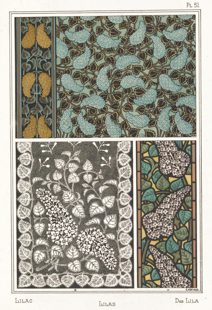 E Hervegh Art Nouveau Illustration - Lilac - Lilas - Lila