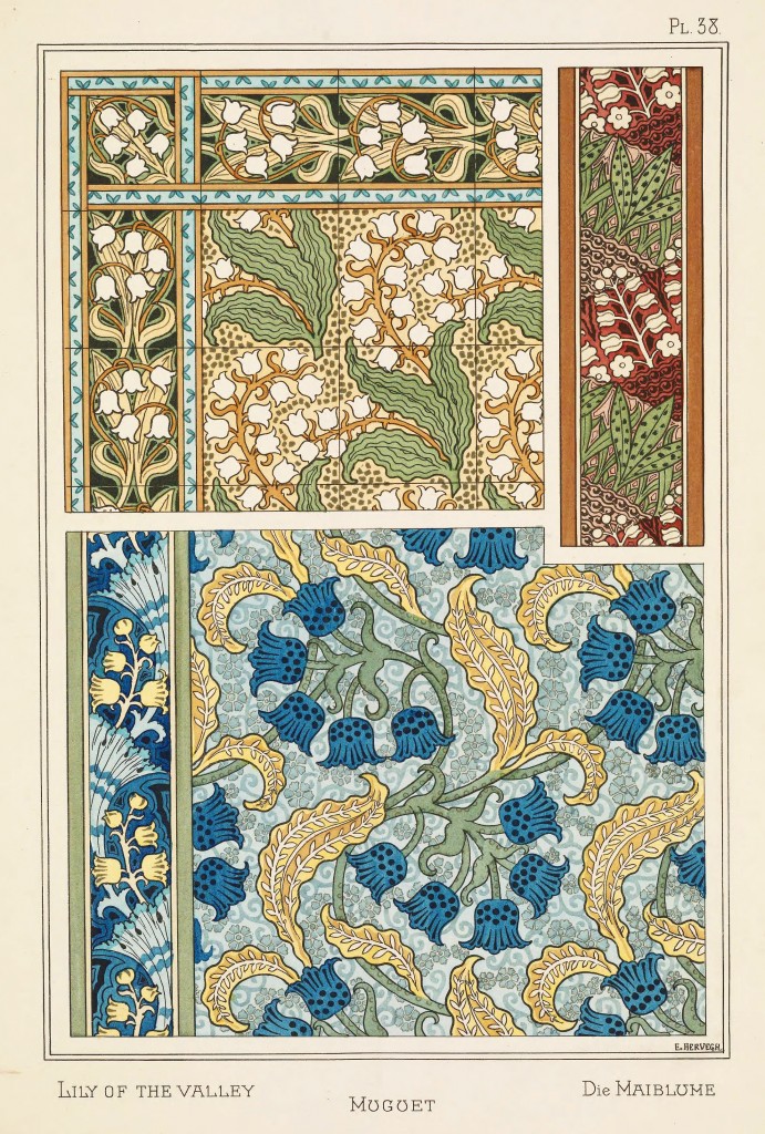 E Hervegh Art Nouveau Illustration: Lily Of The Valley - Muguet - Mailblume 