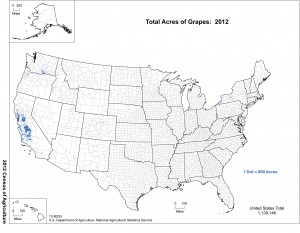 Map: 2012 United States Top Grape Producing Areas