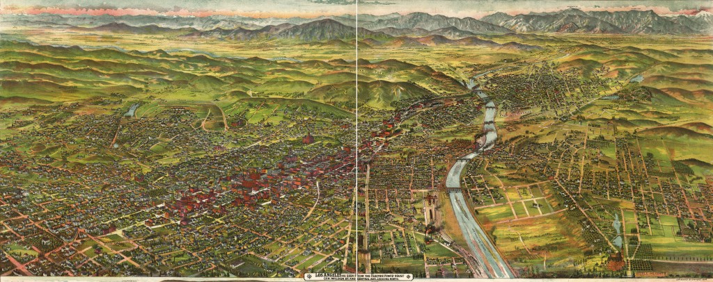 Bird's Eye View of Los Angeles circa 1894