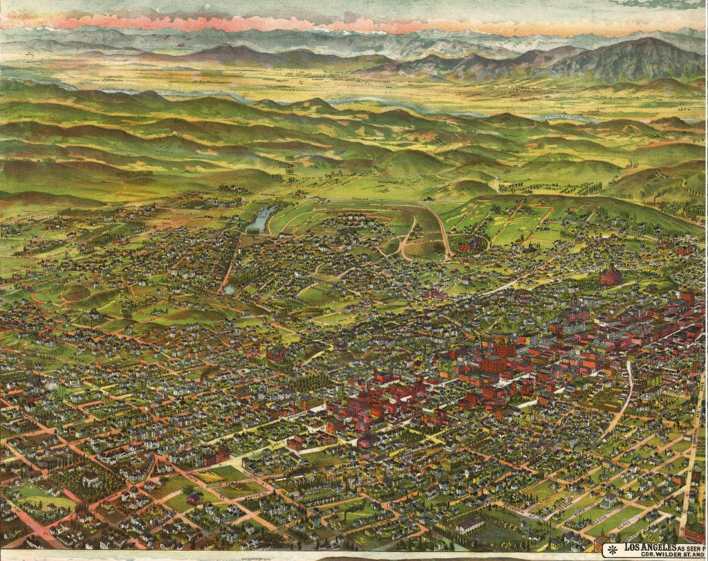 Bird's Eye View of Los Angeles circa 1894