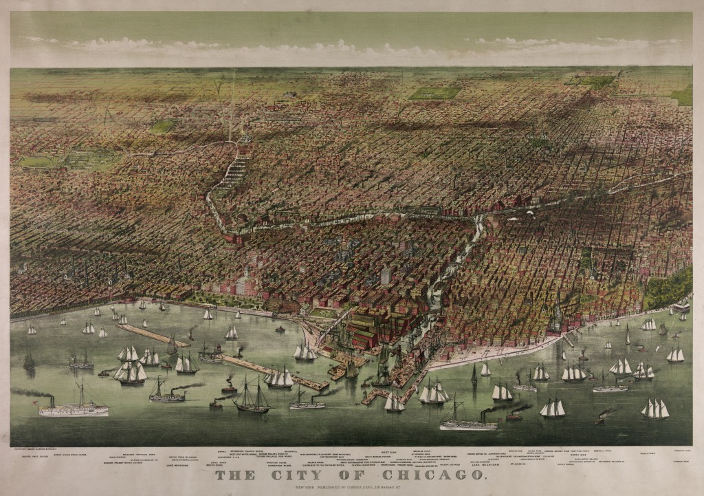 Bird's Eye View of Chicago circa 1892 by Currier and Ives
