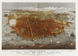 Bird's Eye View of San Francisco circa 1878 by Currier and Ives