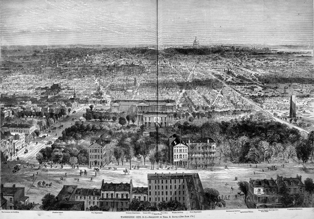 Bird's-eye View of Washington DC in 1869 from Harper's