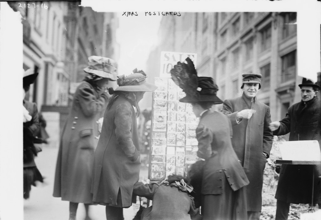 Buying Christmas Cards Street Scene 1900
