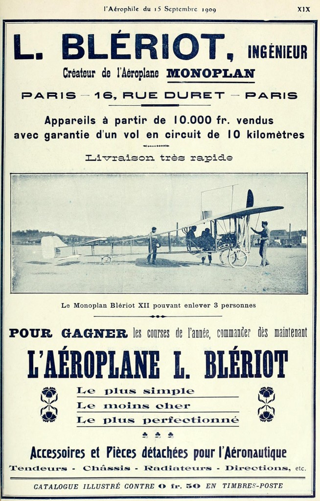 Bleriot Airplane Ad September 1909 With Aircraft Price